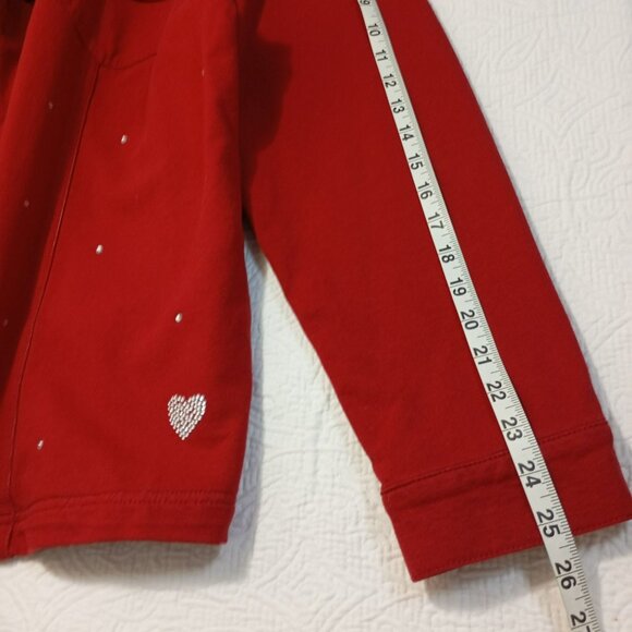 DreamJeannes Red Rhinestone Jacket Button-Up By Quacker Factory XL Womens - Picture 10 of 12